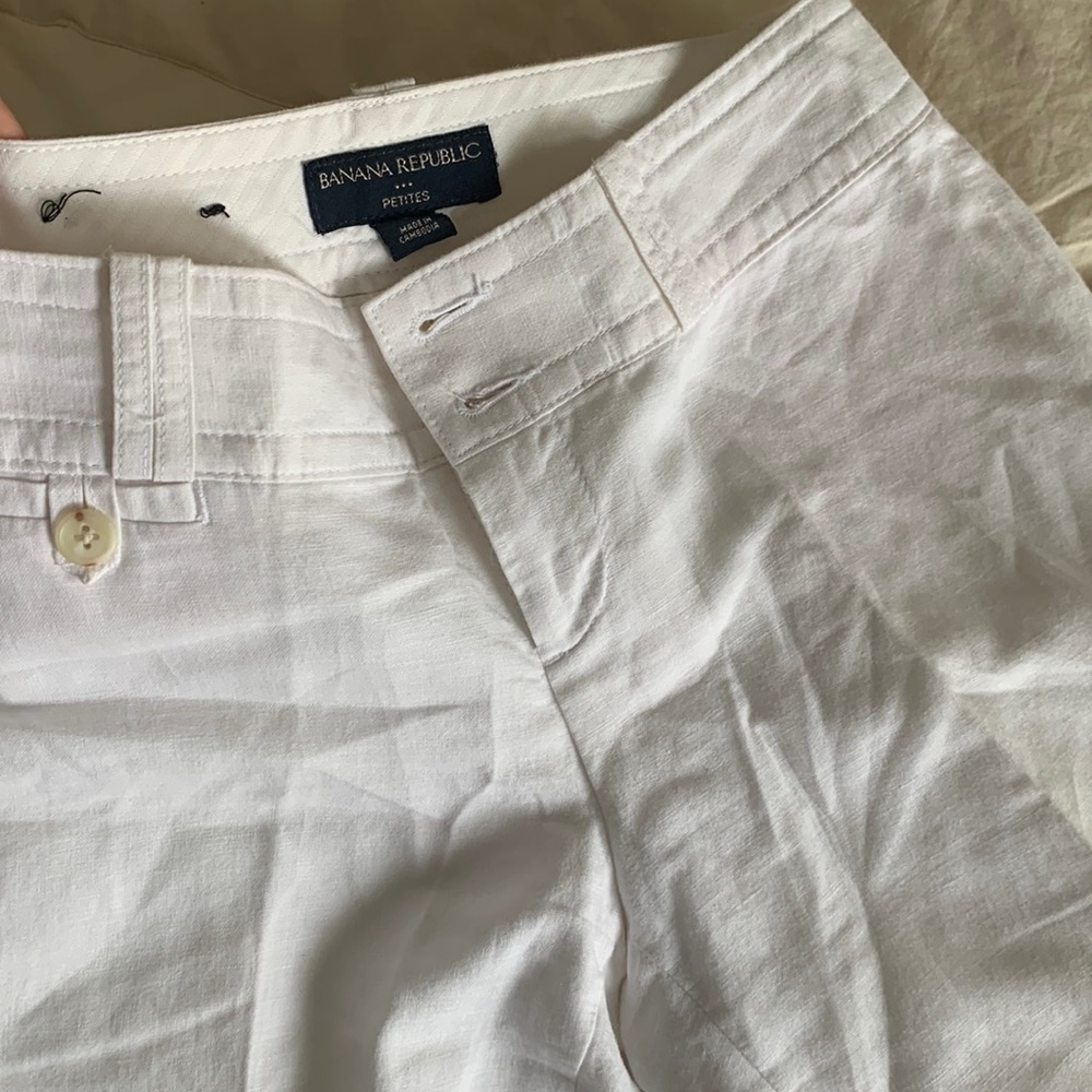 Banana Republic Petite White Linen Pants
